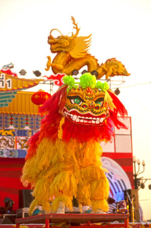 Chinese Lion dancing show in Chinese New Year のeditorial素材