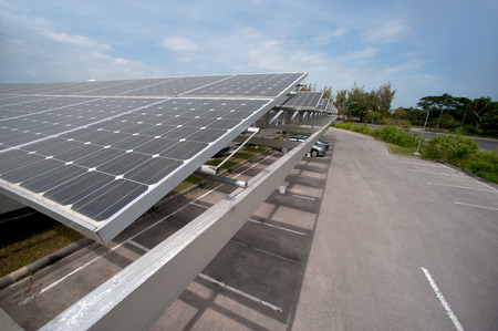 Solar cell on roof at car park  