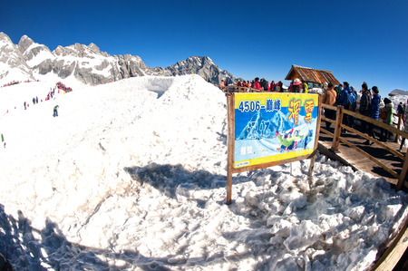  Wooden stair on Jade dragon snow mountain,Lijiang,Yunan,Southwestern China のeditorial素材