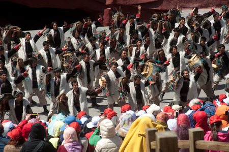 LIJIANG,CHINA-MARCH 16   Actors participate Impression Lijiang live performance on March 16,2014,at Yunnan Lijiang Ganhaizi Blue Moon theater in Lijiang, Yunnan Province at Southwestern of China のeditorial素材