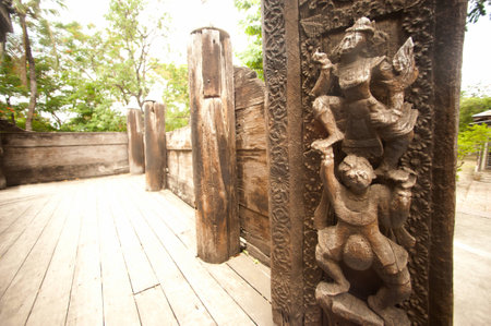 Wood carving at Shwenandaw Monastery in Mandalay,Myanmar の写真素材