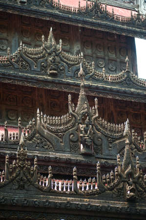 Wood carving at Shwenandaw Monastery in Mandalay,Myanmar の写真素材