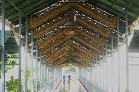 Entrance gate to Golden Pagoda in Sanda Muni Paya in Myanmarの写真素材