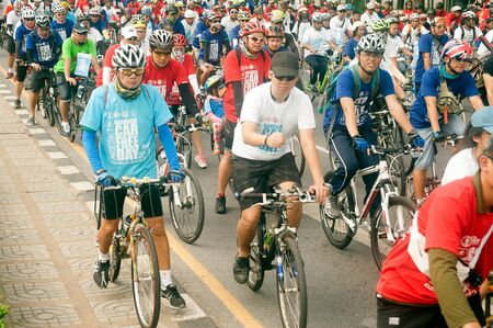 Group of  Cyclist took part in Car Free Day event at SanamLuang near Grand Palace in Bangkok capital...