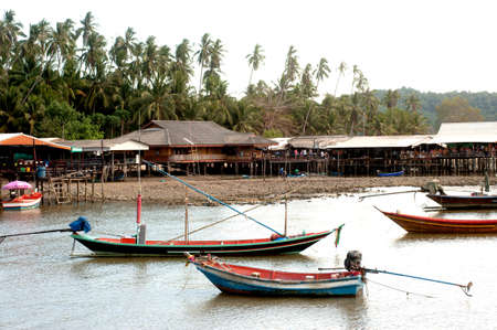 Traditional fisherman long tailed boat in Koh Phitak island, Thailand.の写真素材