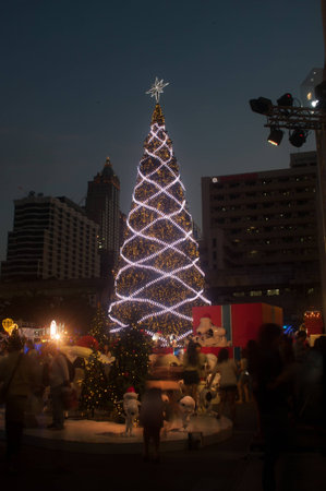 Christmas tree at Central World shopping mall in Bangkok,Thailand.のeditorial素材