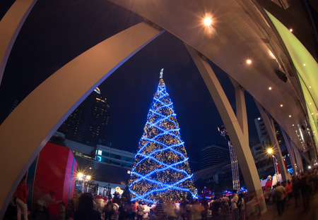 Christmas tree at Central World shopping mall in Bangkok,Thailand.のeditorial素材