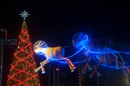 Christmas tree at Central World shopping mall in Bangkok,Thailand.の写真素材