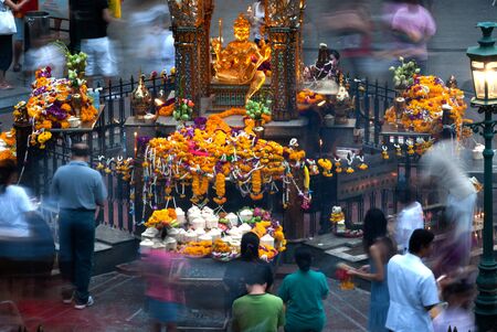 The shrine of the four-faced Brahma (Phra Phrom) in Bangkok,Thailand.のeditorial素材