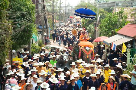 Si Satchanalai Elephant Back Ordination Procession.のeditorial素材