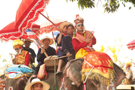 Si Satchanalai Elephant Back Ordination Procession.のeditorial素材