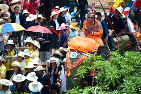 Si Satchanalai Elephant Back Ordination Procession.のeditorial素材
