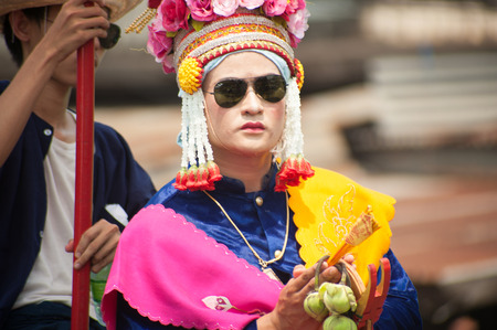 Portrait of Buddhist Novice in traditional dress in Si Satchanalai Elephant Back Ordination Procession.のeditorial素材