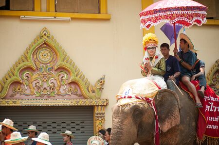 Si Satchanalai Elephant Back Ordination Procession.のeditorial素材