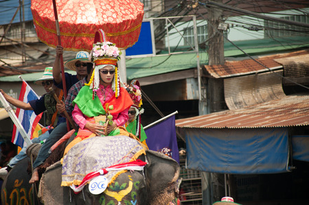 Si Satchanalai Elephant Back Ordination Procession.のeditorial素材