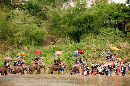 Si Satchanalai Elephant Back Ordination Procession.のeditorial素材