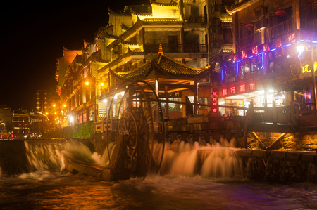 Night scene of Fenghuang ancient city  Phoenix town .のeditorial素材