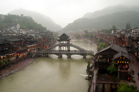 View of Fenghuang ancient city  Phoenix town .のeditorial素材