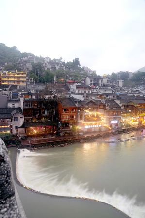 View of Fenghuang ancient city  Phoenix town .のeditorial素材