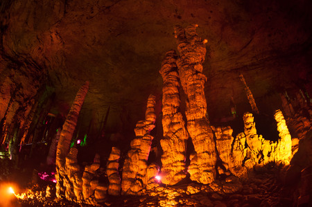 Colorful of Huanglong cave or Yellow Dragon cave in China.の写真素材