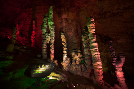 Colorful of Huanglong cave or Yellow Dragon cave in China.の写真素材