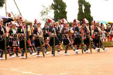Akha celebrate life and Fertility dancing with Annual Swing Festival.のeditorial素材