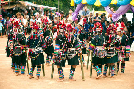 Akha celebrate life and Fertility dancing with Annual Swing Festival.のeditorial素材