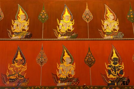 Ancient Buddhist mural in the Church of Wat Phanan Choeng,Ayutthaya,Thailand.のeditorial素材