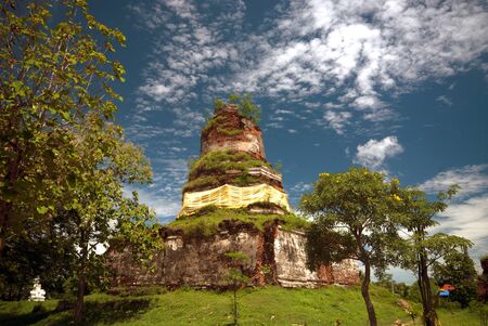 Ancient Pagoda in Wat Ayothaya temple.の写真素材