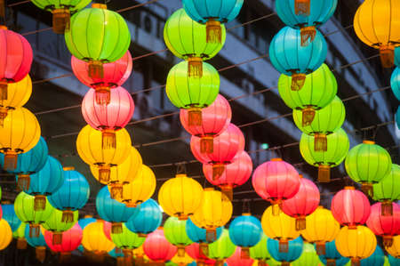 The traditional Chinese new year lanterns are for celebration.