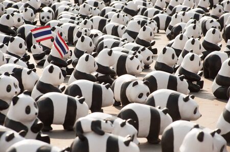 1600 Pandas World Tour in Thailand by WWF at Sanamluang ,Bangkok.1600 paper marche pandas are made from recycled materials to represent 1600 pandas left in the wild.のeditorial素材