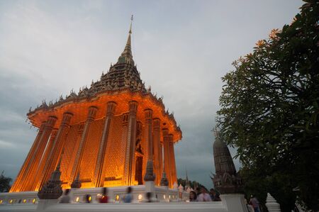 Twilight scene of Phrabuddhabat Woramahavihan in Saraburi,Thailand.の写真素材