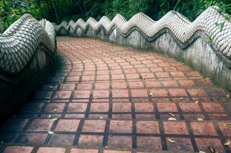 Staircase of Wat Phra That Doi Tung temple in Thailand.の写真素材