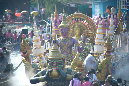 Rub Bua Festival ( Lotus Throwing Festival ) in Thailand.