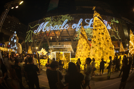 Light decorate beautiful on Christmas Tree Celebration 2017 at Central World Department store.のeditorial素材