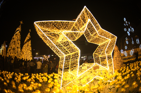 Light decorate beautiful on Christmas Tree Celebration 2017 at Central World Department store.のeditorial素材