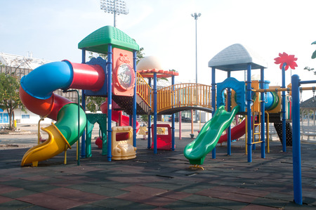 Colorful plastic playground in the public park,Thailand.のeditorial素材