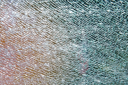 Abstract The car door glass is broken looking Thai flag outside.の写真素材