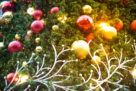 Colorful balls on Christmas tree.の写真素材