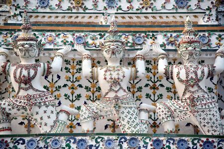 Ceramic decorative tile pattern at main Prang of Wat Arun Ratchawararam temple ,Bangkok,Thailand.の写真素材