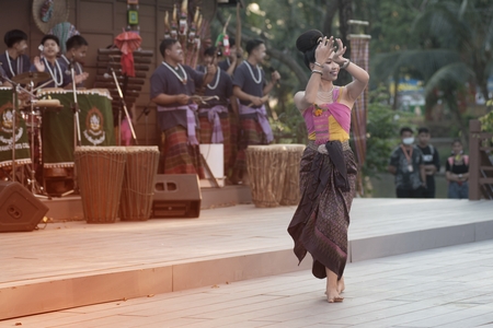 Bangkok Thailand - January 26 , 2019 : Unidentified dancer is dancing a Northeastern traditional...