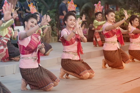 Bangkok Thailand - January 26 , 2019 : Unidentified dancer is dancing a Northeastern traditional...