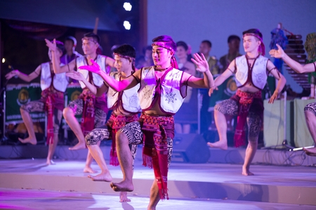 Bangkok Thailand - January 24 , 2019 : Unidentified dancer is ancient boxing dance a Northeastern traditional Thai dancing in Participants take part in the celebration of Thailand tourism Festival on January 24 ,2019 at Lumpini Park , Bangkok capital cityのeditorial素材