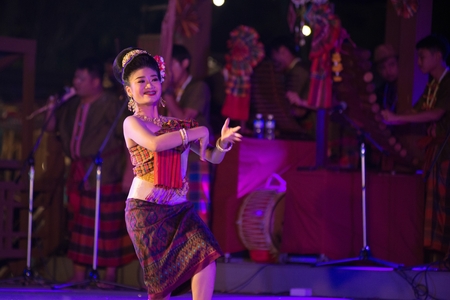 Bangkok Thailand - January 24 , 2019 : Unidentified dancer is dancing a Northeastern traditional Thai dancing in Participants take part in the celebration of Thailand tourism Festival on January 24 ,2019 at Lumpini Park , Bangkok capital city in Thailand.のeditorial素材