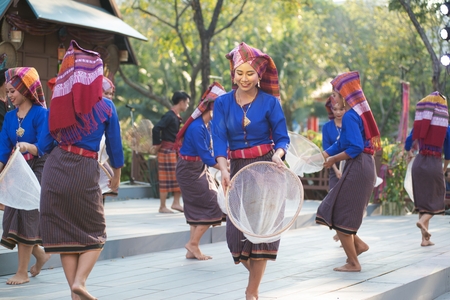 Bangkok Thailand - January 26 , 2019 : Unidentified dancer is fishing net dancing a Northeastern...