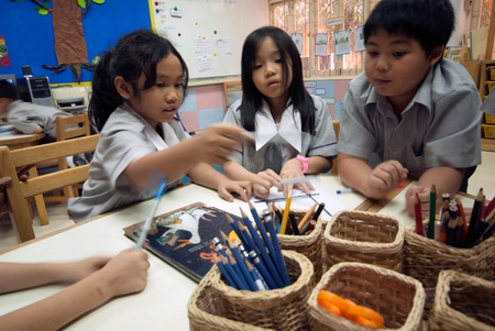 à¸ºBANGKOK,THAILAND - MARCH 22,2009 : Unidentified young students are learning about skills...