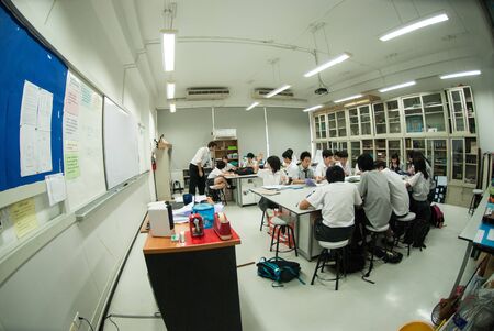 BANGKOK,THAILAND - MARCH 30,2009 : Unidentified group of Asian elementary students are learning about skills training electricity in classroom at Amnuay Silpa school , Bangkok city, Middle of Thailand.のeditorial素材