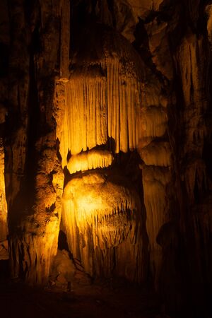Beautiful stalactites and stalagmites Inside the Khao Luang Cave in Petchaburi Province in middle of Thailand.の写真素材