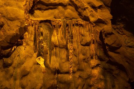 Beautiful stalactites and stalagmites Inside the Khao Luang Cave in Petchaburi Province in middle of Thailand.の写真素材