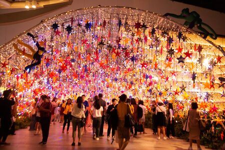 Light and doll decorate beautiful on Christmas Celebration in Thailand.